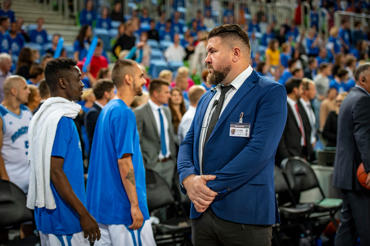 Security guard guarding during match